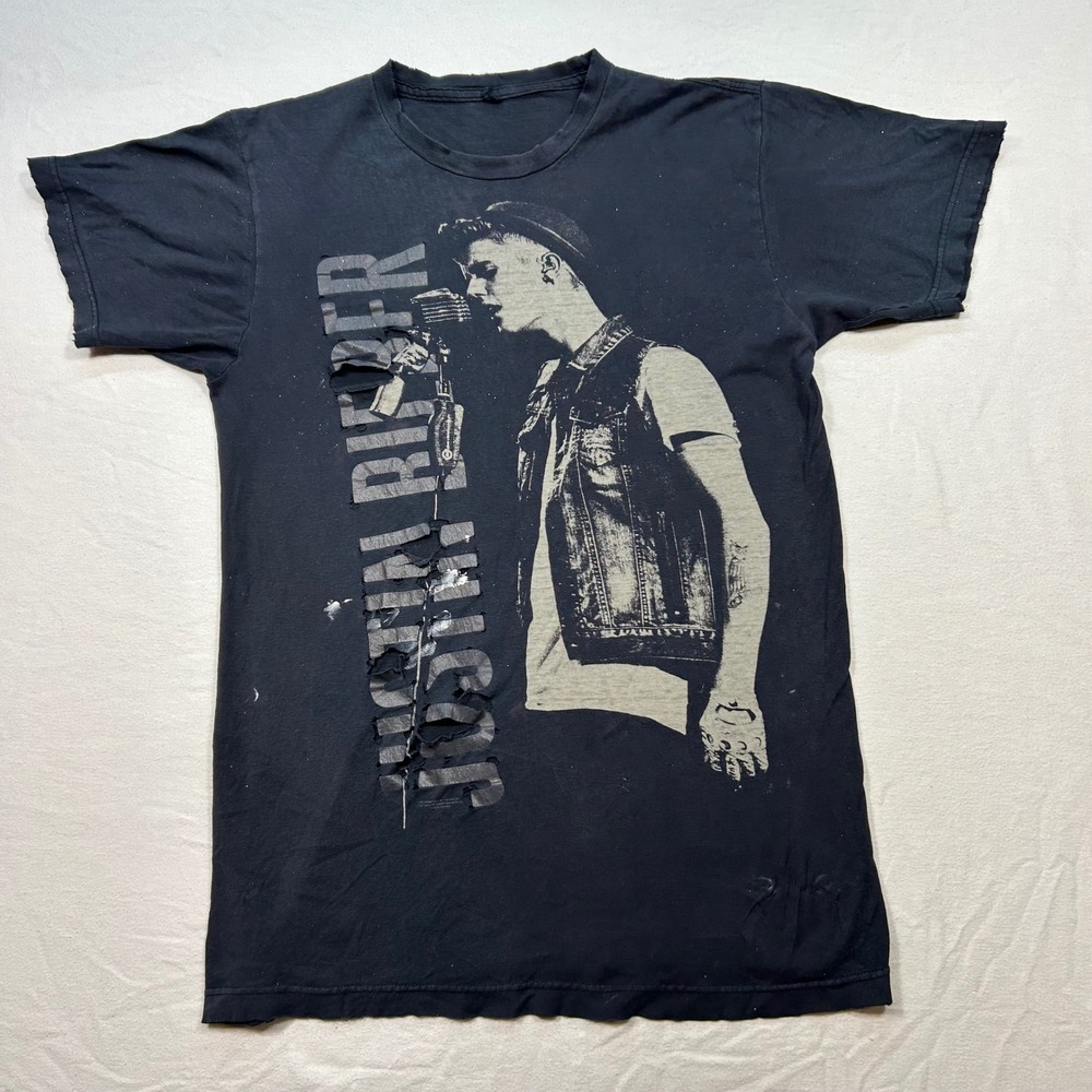 Justin Bieber T Shirt S Mens Black 2013 Believe Tour Thrashed Graphic Concert